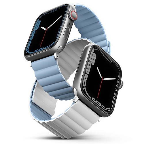 Ремешок Apple Watch 40/41/42mm Uniq Revix reversible Magnetic, белый/голубой