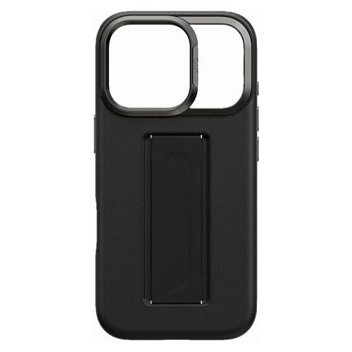 Чехол iPhone 17 Pro Max Uniq Heldro PRO Leatherette + FlexGrip & Camera stand MagSafe, черный