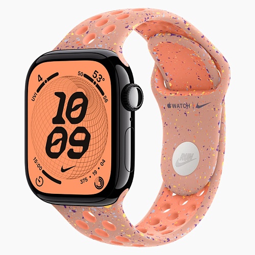 Apple Watch Series 11, 42 мм, корпус алюминий угольно-черный, Nike Sport Band, альпийский розовый