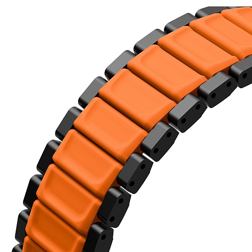 Ремешок Uniq Apple Watch 49/46/45/44 mm Strova Flex Steel Band, черный/оранжевый