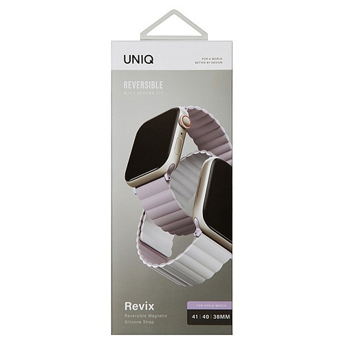 Ремешок Apple Watch 41/40/38mm Uniq Revix reversible Magnetic, фиолетовый/белый