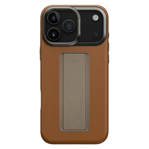 Чехол iPhone 17 Pro Max Uniq Heldro PRO Leatherette + FlexGrip & Camera stand MagSafe, карамельный