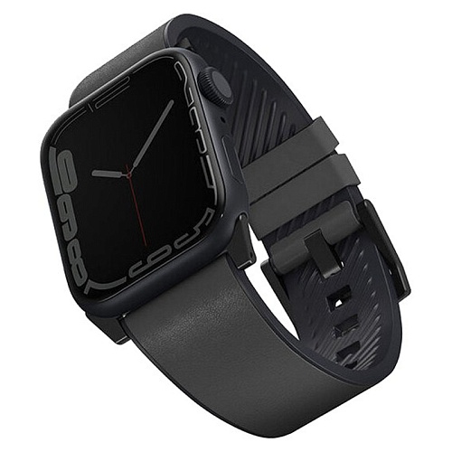 Ремешок Apple Watch 49/46/44mm Uniq Straden Waterproof Leather/Silicone, серый