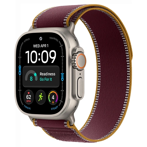 Apple Watch Ultra 4, 49 мм, корпус из натурального титана, Trail Loop бургунди