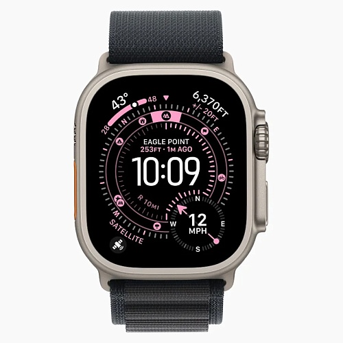 Apple Watch Ultra 3, 49 мм, корпус из натурального титана, Alpine Loop черный