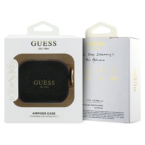 Чехол для Airpods Pro 3 Guess Silicone with ring, черный