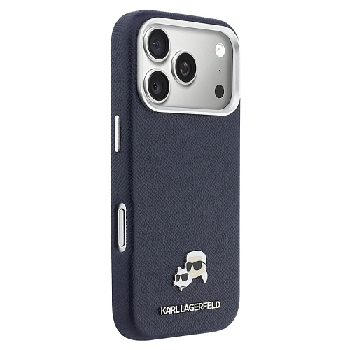 Чехол iPhone 17 Pro Lagerfeld PU Saffiano FW NFT Karl&Choup metal & Cam MagSafe, синий