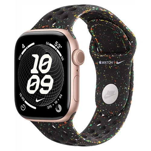 Apple Watch Series 11, 42 мм, корпус алюминий розовое золото, Nike Sport Band, черный