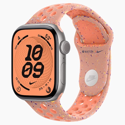 Apple Watch Series 11, 42 мм, корпус алюминий космический серый, Nike Sport Band, альпийский розовый
