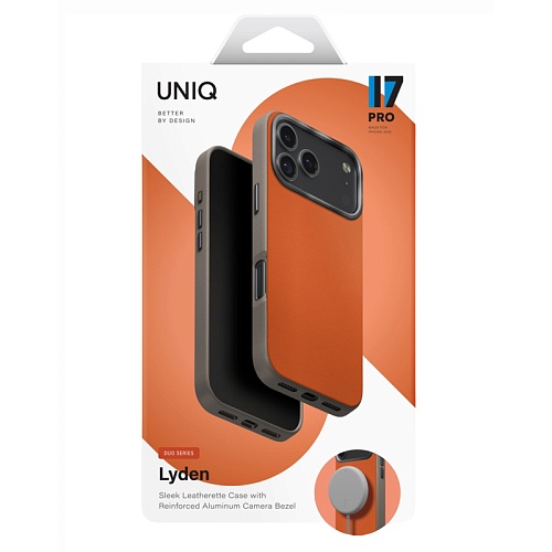Чехол iPhone 17 Pro Max Uniq Lyden DS Magsafe, оранжевый/серый