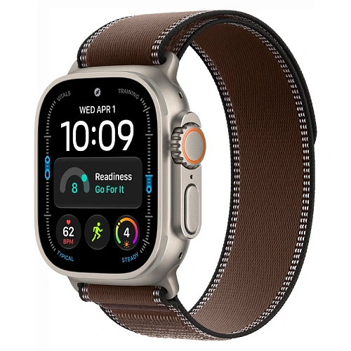 Apple Watch Ultra 4, 49 мм, корпус из натурального титана, Trail Loop темная умбра