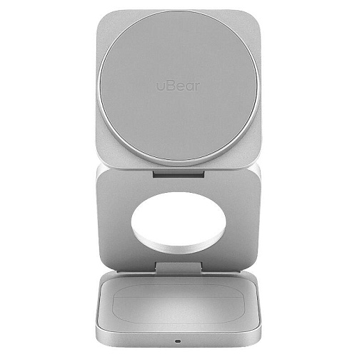 Беспроводная Зарядная Станция uBear Balance Slim, 3в1, Qi2.2, MagSafe, серебристый