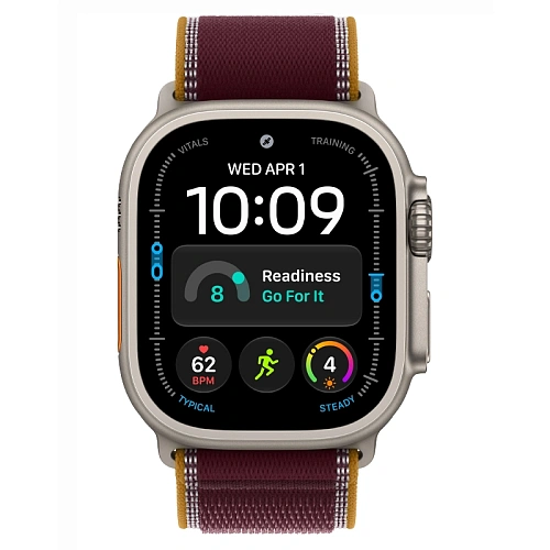 Apple Watch Ultra 4, 49 мм, корпус из натурального титана, Trail Loop бургунди
