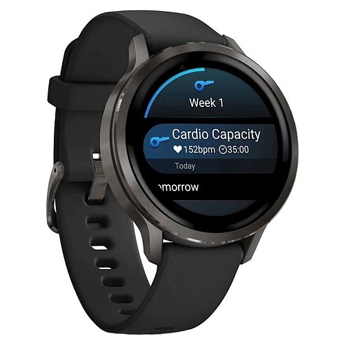 Спортивные часы Garmin Venu 4, 41 мм, корпус графитовый, силиконовый черный ремешок