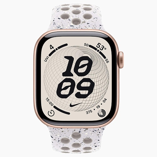 Apple Watch Series 11, 42 мм, корпус алюминий розовое золото, Nike Sport Band, серый