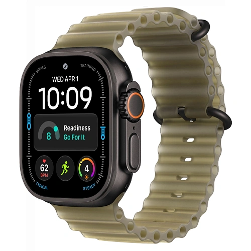 Apple Watch Ultra 4, 49 мм, корпус из титана черный, Ocean Band полупрозрачный ламинарий