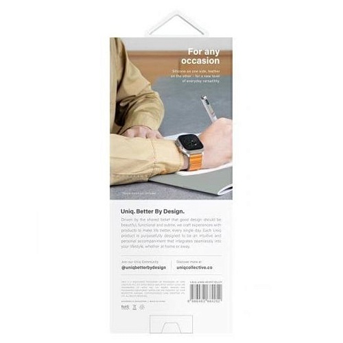 Ремешок Apple Watch 49/45/44/42mm Uniq Revix Premium Ed. Leather/Silicone, угольно-серый