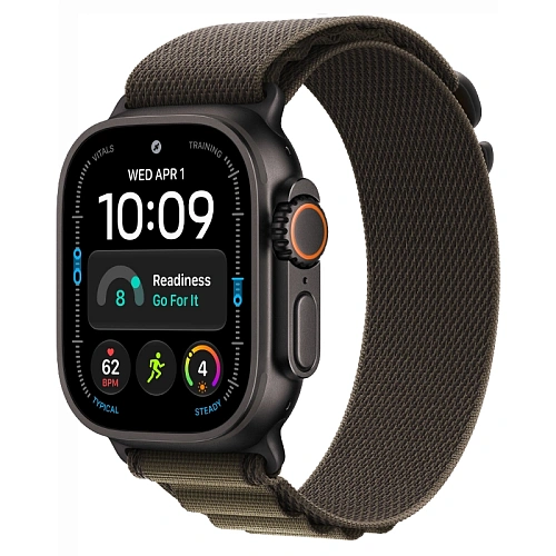 Apple Watch Ultra 4, 49 мм, корпус из титана черный, Alpine Loop темно-оливковый