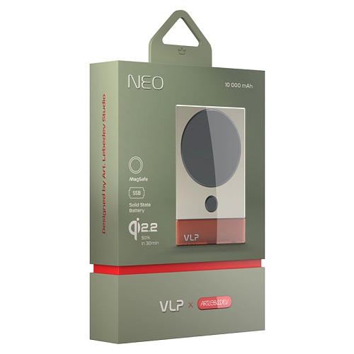 Аккумулятор внешний vlp Neo MagSafe, Qi2.2, 10000 mAh, 3A, USB-C,  серый