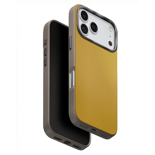 Чехол iPhone 17 Pro Max Uniq Lyden DS Magsafe, желтый/серый