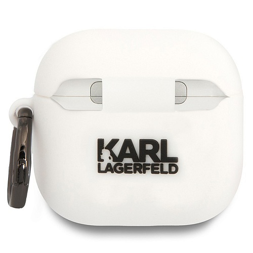 Чехол Airpods 4 Lagerfeld Silicone case with ring NFT 3D, белый