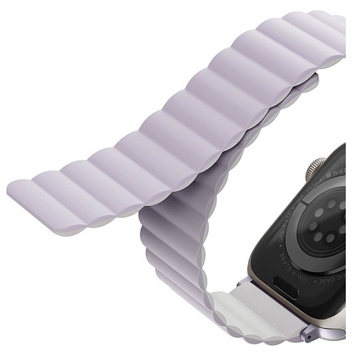 Ремешок Apple Watch 49/46/44mm Uniq Revix reversible Magnetic, фиолетовый/белый