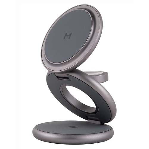 Беспроводное зарядное устройство Magssory Disc Signature Edition 3в1, с MagSafe, титановый чёрный