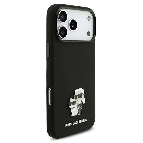 Чехол iPhone 17 Pro Max Lagerfeld Liquid silicone NFT Karl & Choup Metal, черный
