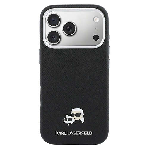 Чехол iPhone 17 Pro Max Lagerfeld PU Saffiano FW NFT Karl&Choup metal&Cam MagSafe, черный