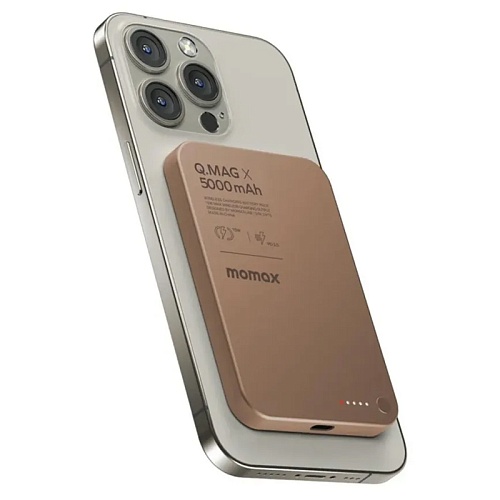 Внешний Аккумулятор Momax Q,Mag X Magsafe 5000 mAh, ультратонкий, золотой