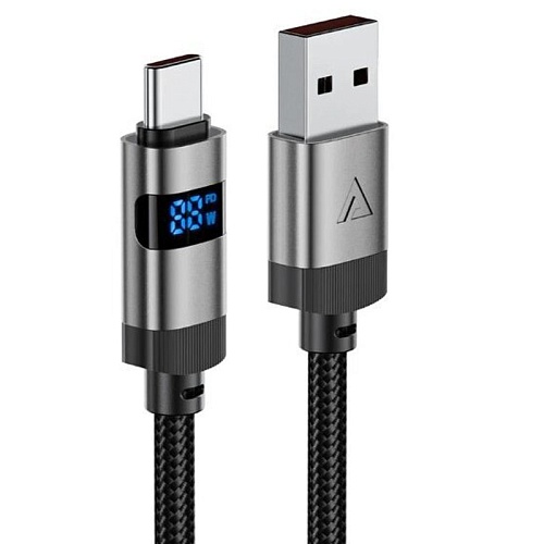 Кабель ACEFAST USB-A To USB-C Zinc Alloy Digital Display, черный