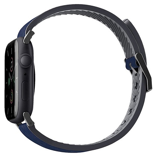 Ремешок Apple Watch 49/46/44mm Uniq Straden Waterproof Leather/Silicone, синий