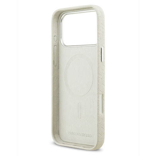 Чехол iPhone 17 Pro Max Lagerfeld PU Full Wrapped Repeated logo Metal Cam Hard, бежевый