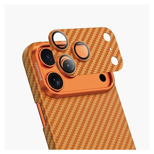 Линзы Защитные На Камеру Для iPhone 17 Pro Max Keephone Kevlar Len, Оранжевый 