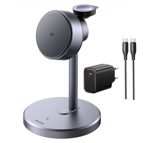 Беспроводная Зарядная Станция MCDODO 3in1 MagQ Qi2 Wireless Charging Stand, черный