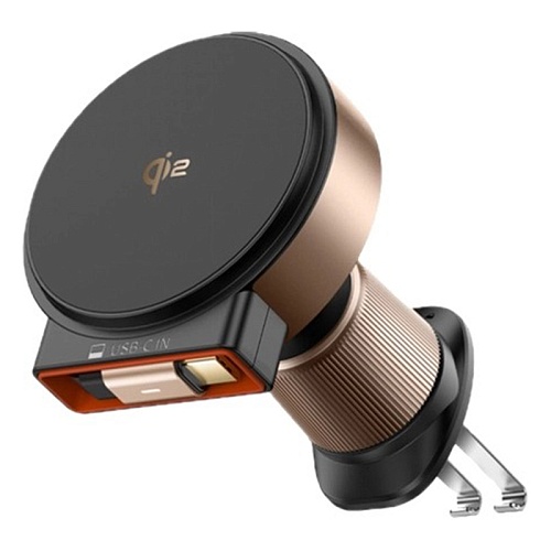 Автомобильный Держатель С Функцией Зарядки Mcdodo Magq Qi2 Wirlelss Retractable Car Charger 15W, пустынный титан
