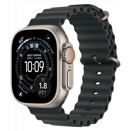 Apple Watch Ultra 3, 49 мм, Корпус Из Натурального Титана, Ocean Band черный