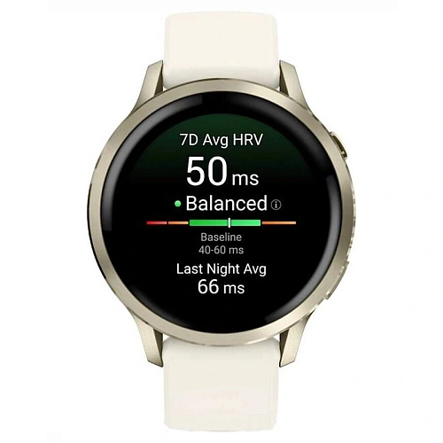 Спортивные часы Garmin Venu 4, 41 мм, корпус лунное золото, силиконовый ремешок цвета кости
