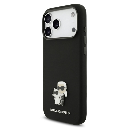 Чехол iPhone 17 Pro Max Lagerfeld Liquid silicone NFT Karl & Choup Metal, черный