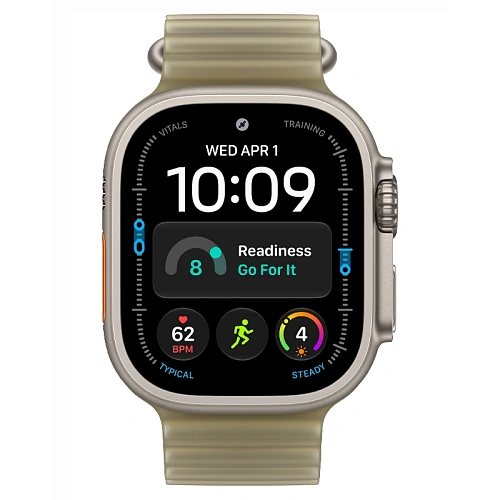 Apple Watch Ultra 4, 49 мм, корпус из натурального титана, Ocean Band полупрозрачный ламинарий