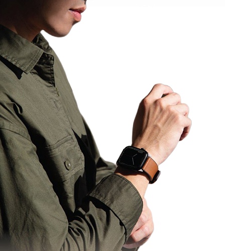 Ремешок Apple Watch 49/46/44mm Uniq Straden Waterproof Leather/Silicone, коричневый