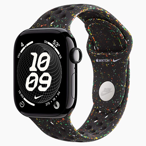 Apple Watch Series 11, 42 мм, корпус алюминий угольно-черный, Nike Sport Band, черный