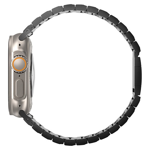 Ремешок Apple Watch 49/46/45/44mm Uniq Strova MAG Strap Link Steel, серебристый
