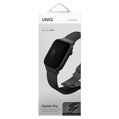 Ремешок Apple Watch 40/41/42mm Uniq Dante PRO Strap Mesh Steel Metallic, черный