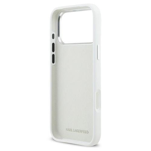Чехол iPhone 17 Pro Max Lagerfeld Liquid silicone NFT Karl & Choup Metal, белый