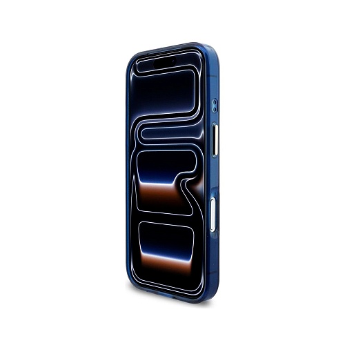 Чехол iPhone 17 Pro Guess IML Script Metal logo and Camera MagSafe, синий