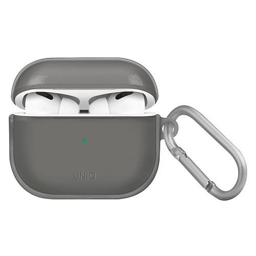Чехол Для Airpods Pro 3 Uniq Glase TPU case with carabin,  черный