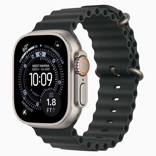 Apple Watch Ultra 3, 49 мм, Корпус Из Натурального Титана, Ocean Band черный