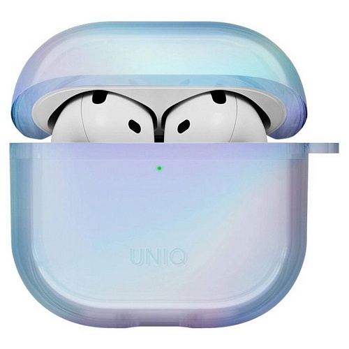 Чехол Airpods 4 Uniq Iridescia (holographic), голубой