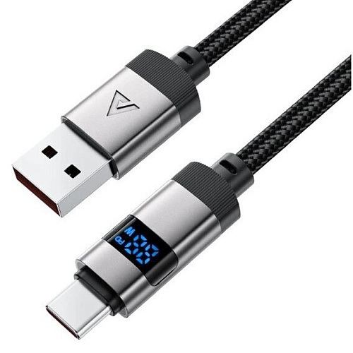 Кабель ACEFAST USB-A To USB-C Zinc Alloy Digital Display, черный
